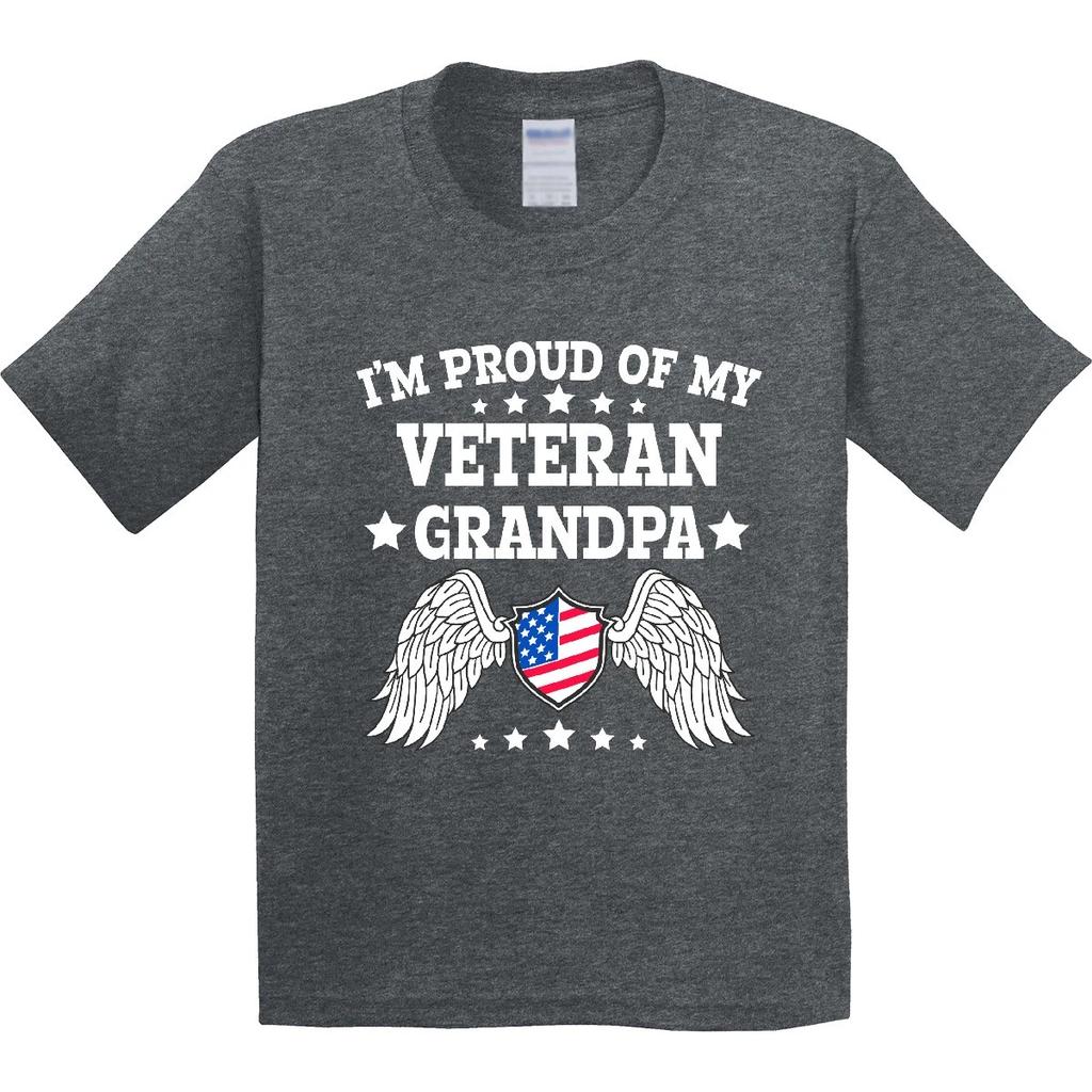 Inktastic I'm Proud Of My Veteran Grandpa Youth T-Shirt Veterans Day Happy Tee