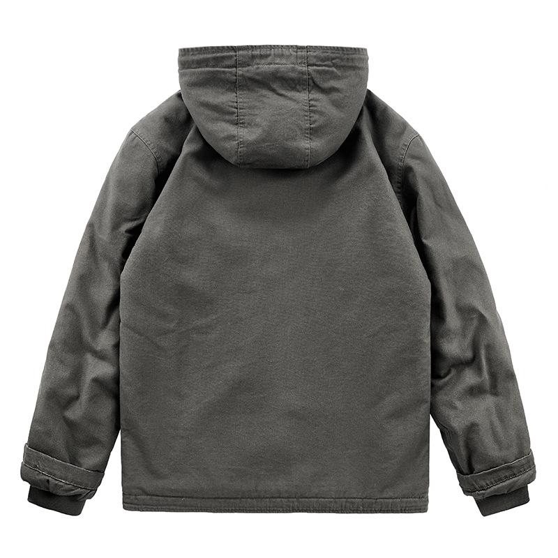 Men's Hooded Winter Cotton Jacket with Lambswool Lining - Warm & Thickened 1883