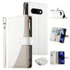 For Google Pixel 9a Case Zipper Wallet Color Splicing Leather Flip Phone Cover with Straps
