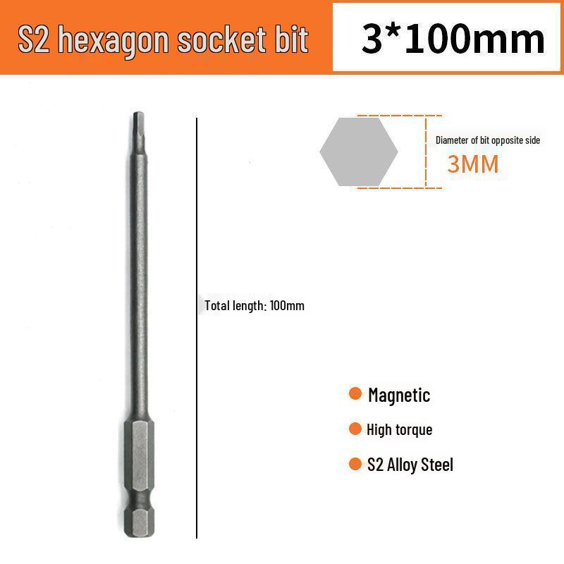 Sechskant S2 Magnetischer Pneumatischer Elektrischer Schraubendreher Bit-Satz mit Verlängerten Bits
