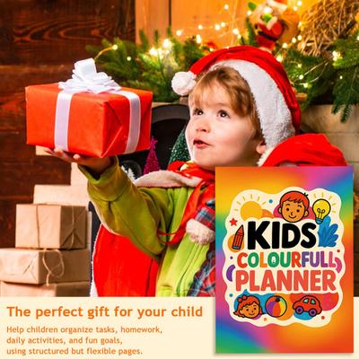 Colorful Kids Planner for Daily Schedule And Goal Tracking Fun Educational Organizer with Doodle Pages Children's Homework Planner