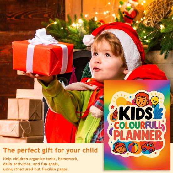 Barevný dětský plánovač pro denní rozvrh a sledování cílů Zábavný vzdělávací organizér se stránkami pro kreslení Dětský plánovač domácích úkolů
