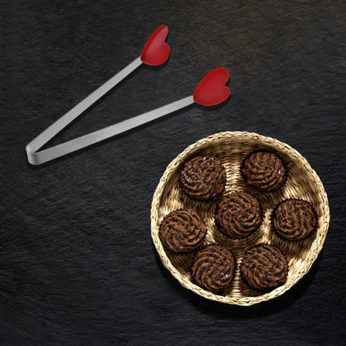 uxcell Mini Food Tongs, 5.3" Heart Shape, Colorful Stainless Steel with Silicone Tips, Small Cooking Tongs, Kitchen Food Tongs, Serving Tongs for Cook