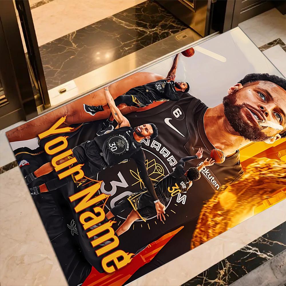 Golden State Warriors Points Celebration Customizable Name Carpet Suitable for Playrooms Kitchen Entryway Bedrooms Anti-slip Rug Anime Office Decor