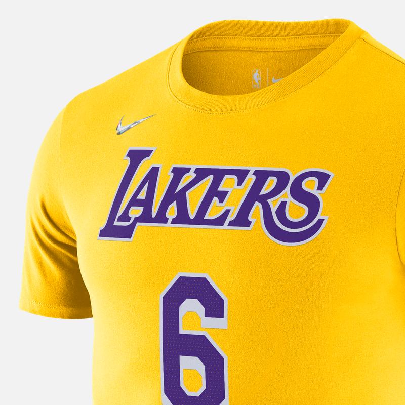 Nike Camiseta de Baloncesto de Manga Corta y Cuello Redondo con Estampado del Logotipo de Jugador de la NBA en la Pista Hombres tops Amarillo DD6665-731