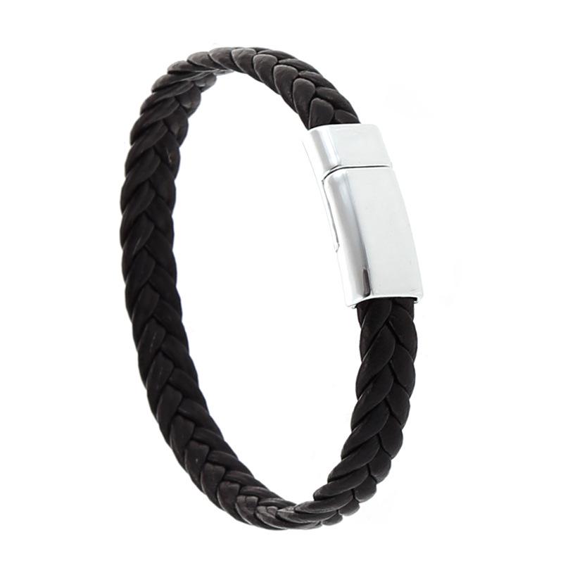 Trendy Unisex Leather Bracelet with Magnetic Clasp - Handcrafted Simple Design