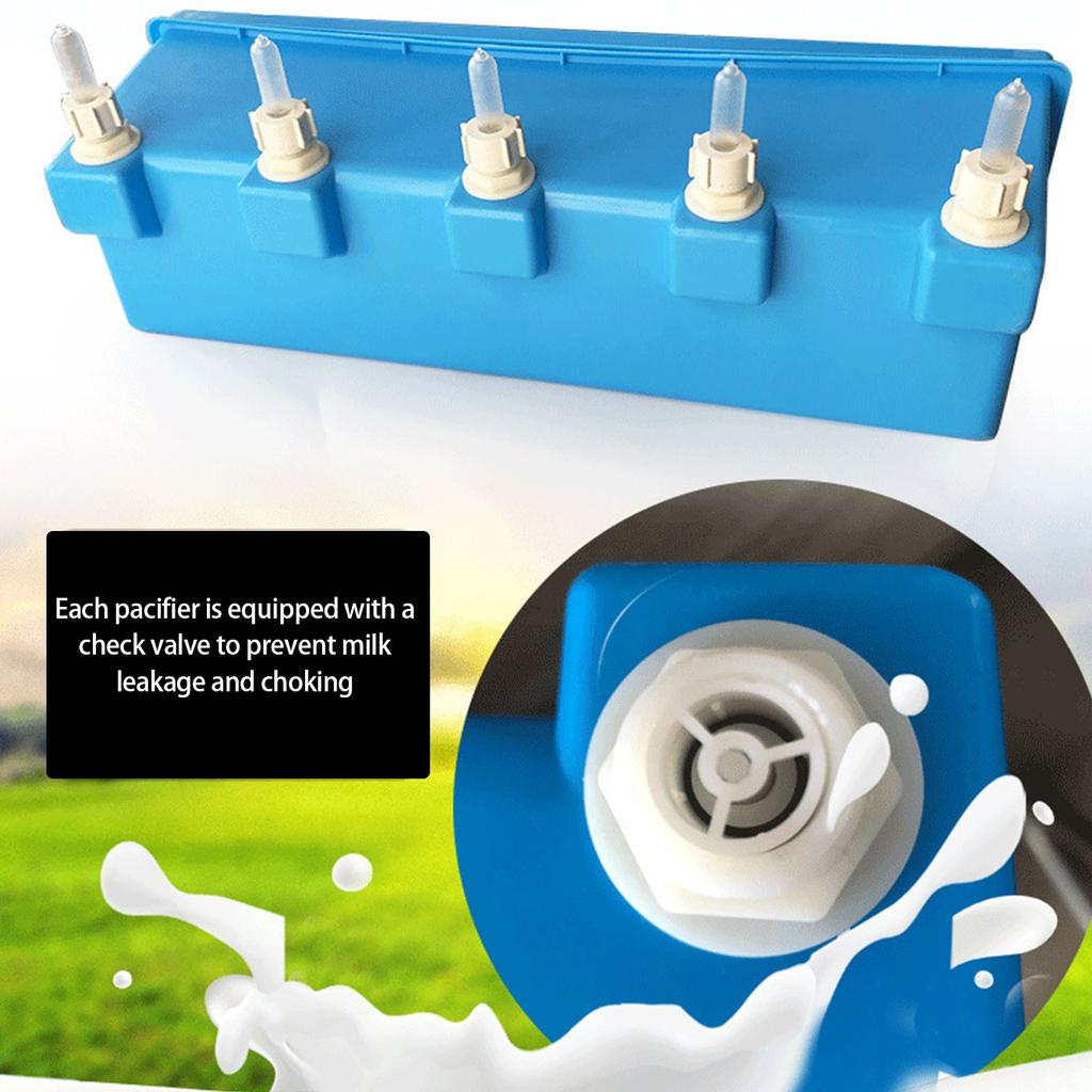 Reusable Plastic Nursing Bottle For Farm Animals 5 Feeding Nipples Hanging System Puppy Calf Milk Dispenser
