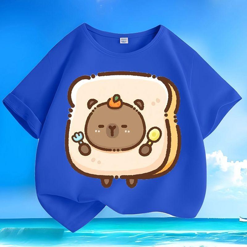 

Cartoon Capybara Kids T-shirt Boys Girls Comfortable Machine Washable Wrinkle-resistant Versatile Tops 100