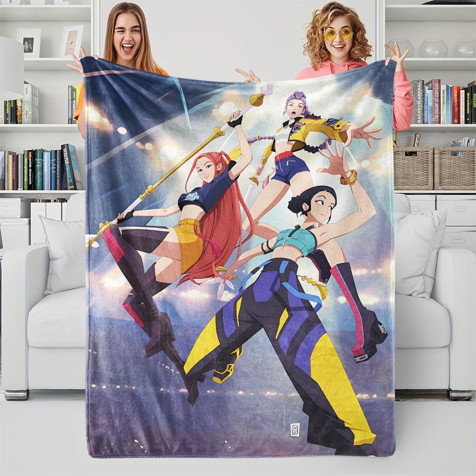

K-POP Demons Hunter Theme Flannel Blanket, Hot Anime Print Throw Blanket, Fan Gift Blanket, Multi-Purpose Blanket for Leisure 75cmx90cm