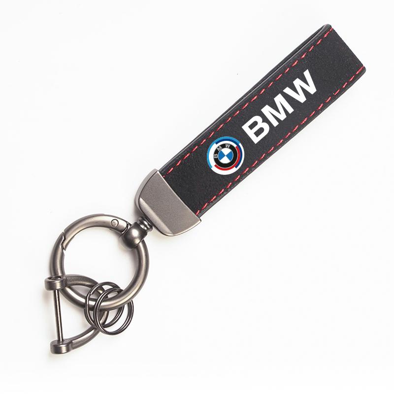 With Car Logo Key Accessories Man Suede Keychain Keyring For BMW iX1 i7 F07 F48 F39 F34 F40 F45 F46 G30 G20 G32 E70 E71 E66 E65