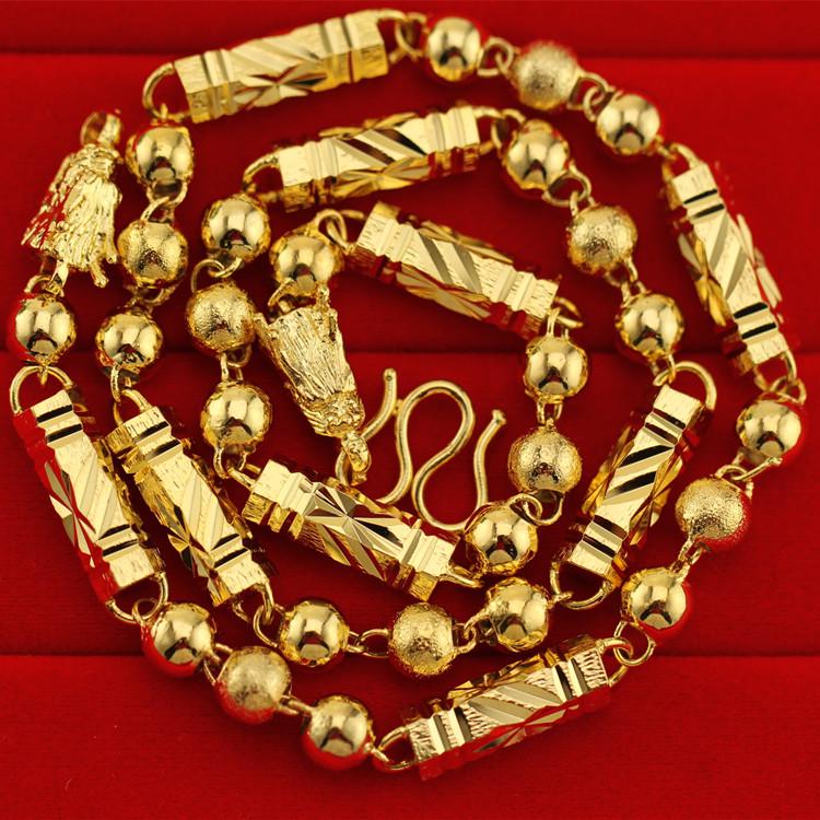 Durable Copper-Plated Gold Necklace, Sand Gold Design, Consistent Color, Masculine and Imposing, Fire-Tested for Quality.