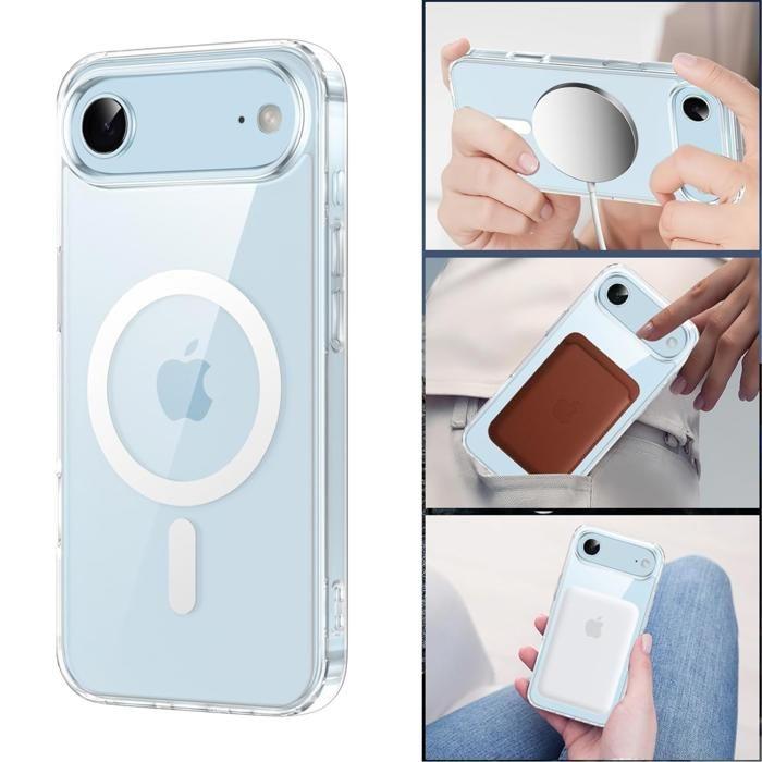 Coque pour iPhone 17 AIR - PHONILLICO - Silicone Transparent - Cercle Magnétique - Souple - Résistant aux Chocs