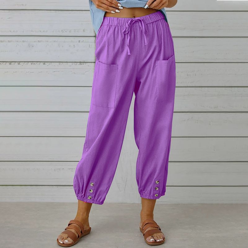 Loose Nine-Inch Pants and Wide-Leg Pants Pure Color Loose Cropped Pants Loose Pants