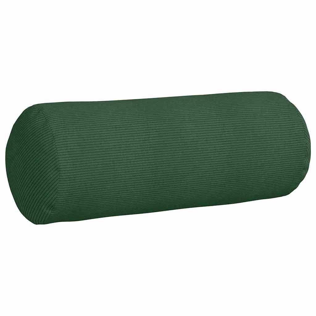 Bolster Cushions 2 pcs Dark Green Ø 25 x 70 cm Cord Fabric