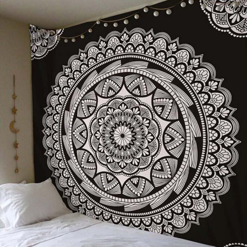 150x150cm Mandala Print Tapestry Wall Hanging Carpet Throw Yoga Beach Mat Blanket Large Sleeping Pad Wall Art Tapestry Decor