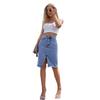 Women's High-Waist Autumn Denim Bodycon Slit Skirt