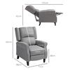 Manual Reclining Relax Armchair Upholstered In Synthetic Linen With Retractable Footrest 150 Kg Load Capacity Gray