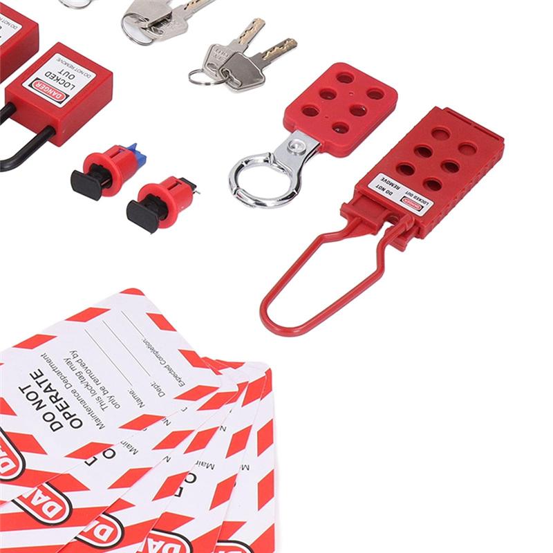 

ABUO-Electrical Lockout Tagout Kit, Universal Clamp On Circuit Breaker Lockouts Loto-Safety Locks Hanging Tags Set