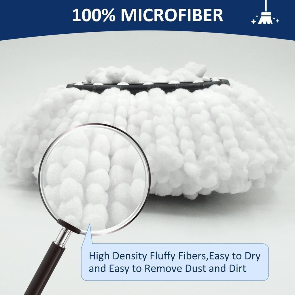 Mop Replace Heads Mop Handle and Mop Base Replacement for O-Cedar/Vileda EasyWring 1-Tank Spin Mop System(No Bucket)