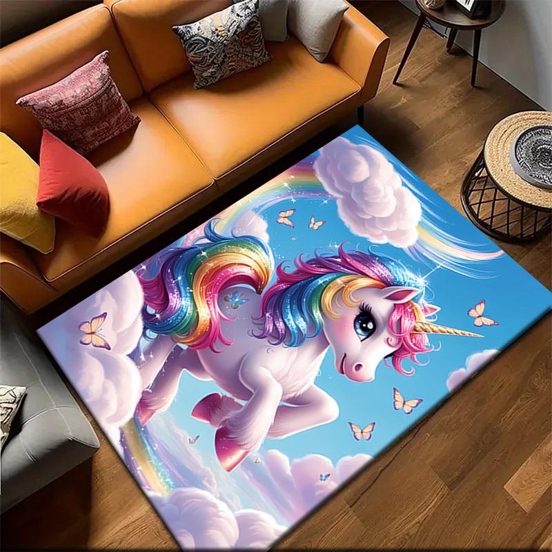 1pc Unicorn Carpet Rug for Living Room Bedroom Home Sofa Decoration,Kids play Non-slip Floor Mat