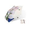 Micro Mini Manual Compact Umbrella Rose Oil Painting Umbrella Pink with Multicolored Flowers Travel Umbrella for Woman