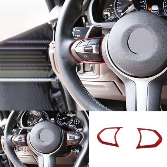 Fit For BMW 3 4 Series GT 2013- Steering Wheel Strip ABS Red 2PCS Cover Trim