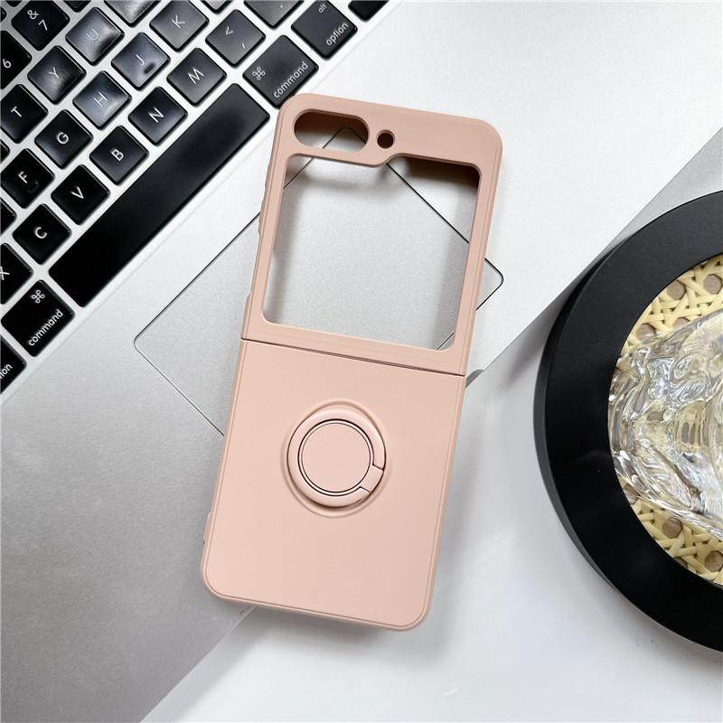 Applicable To Samsung Zflip7 Liquid Silicone Zflip6 Ring Mobile Phone Case Zflip4 Folding Screen Protective Case Foreign Trade