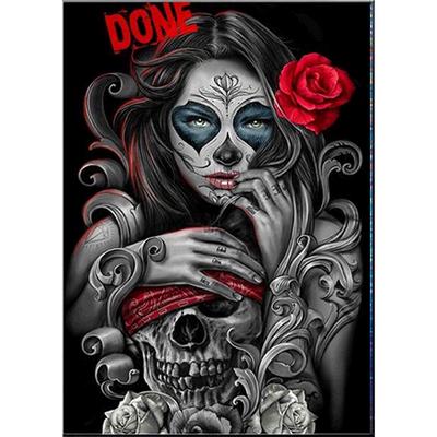 Diamond Cross Stitch DIY Full 5D Red White Rose Gray Decor Gifts Art Home