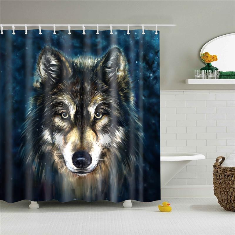 Animals Octopus Wolf Lion Seahorse Turtle Shower Curtains Bathroom Curtain Frabic Waterproof Polyester Bathroom Curtain Hooks
