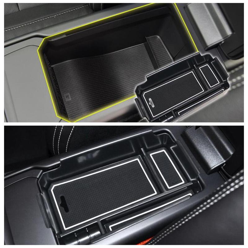Car Armrest Box Storage Container Organizer Coin Tray Holder Decor Plastic For VOLVO XC40 2018 - 2024 Black Interior Accessories