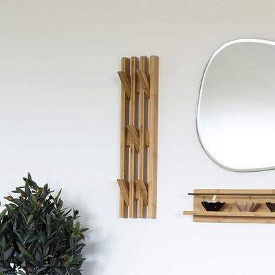 Coat Rack 5 Removable Hooks 14x60 Cm In Natural Bamboo - DJEGA