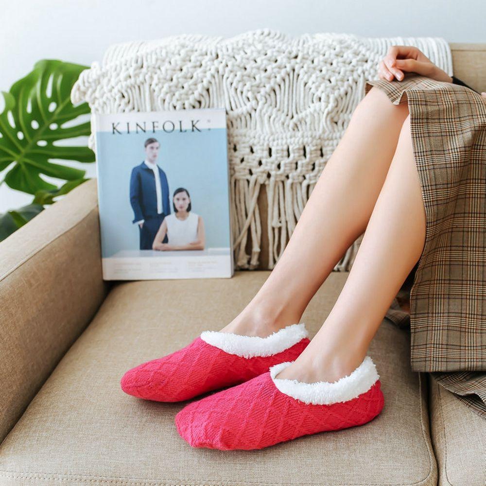 Indoor Socks Plush Solid Color Floor Socks Winter Floor Shoes Coral Fleece Socks Female Hosiery