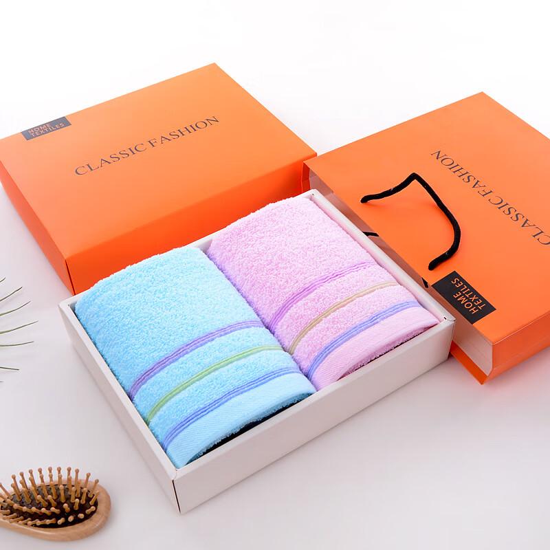 Blue & Pink Striped Towel Set