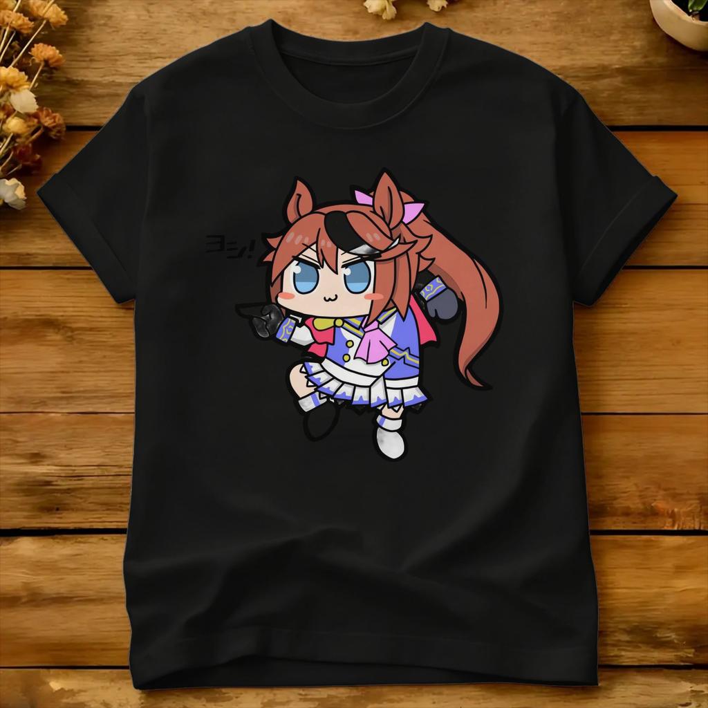 Streetwear Tshirt Uma Musume Tokai Teio Chibi Dynamic Cotton Tshirts Hippie Tshirt For Unisex Beach Y2k Short Sleeve Tops