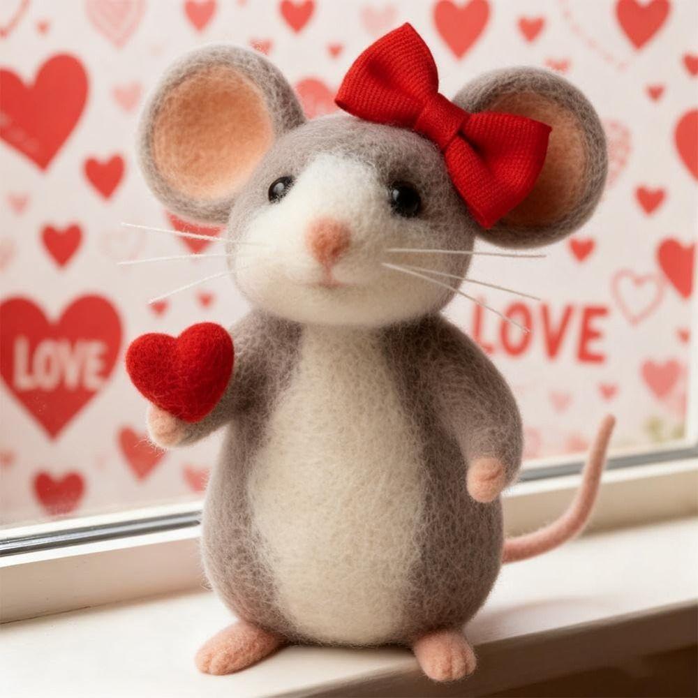 Craft Needle Felting Supply Needle Felted Mouse Handmade Cute Mouse Mouse Collectible Figurine Gifts