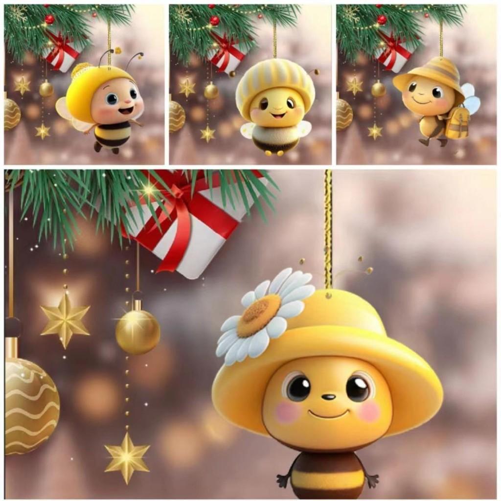Adorable Acrylic Bee Festival Car Hanging Decoration For Unique Interior Charm