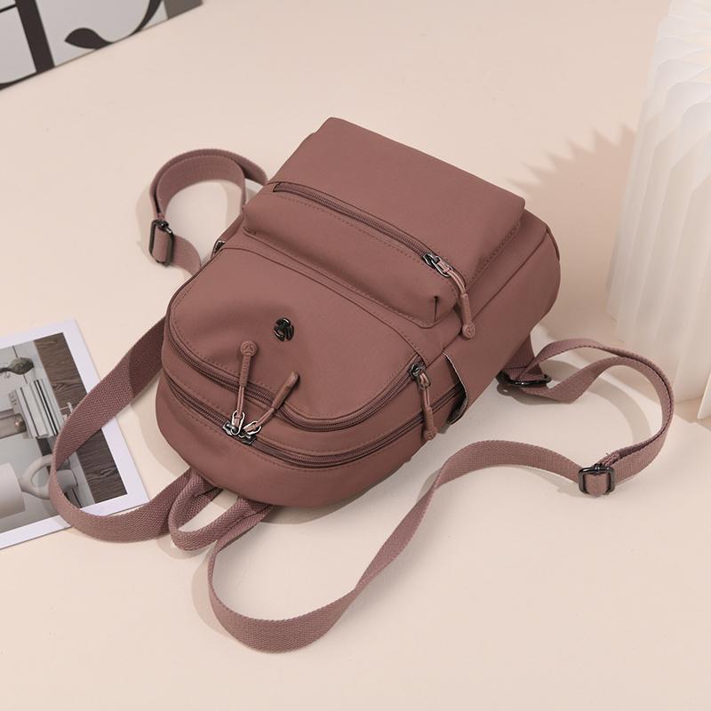 Women's Nylon Backpack Lightweight Solid Color Student Schoolbag