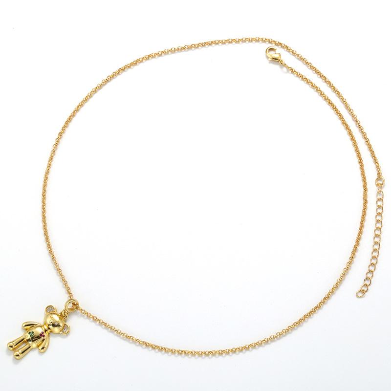 Медведь Циркон Ожерелье Микро-Инкрустированное с Настоящим Золотом Сохраняющая Цвет Цепочка на Ключицу Женская Цепочка на Ключицу О-Звено Ветер Vl258