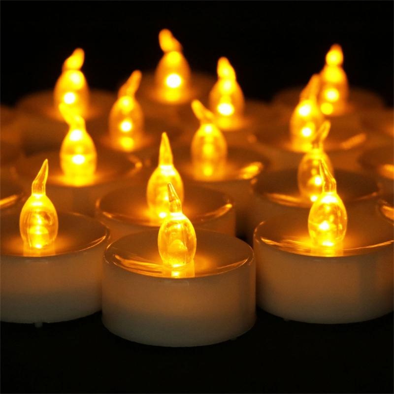 12 Count Clip Flameless LED Tealight Realistic Flame Decoration For Vases Tables Reusable Battery Candle