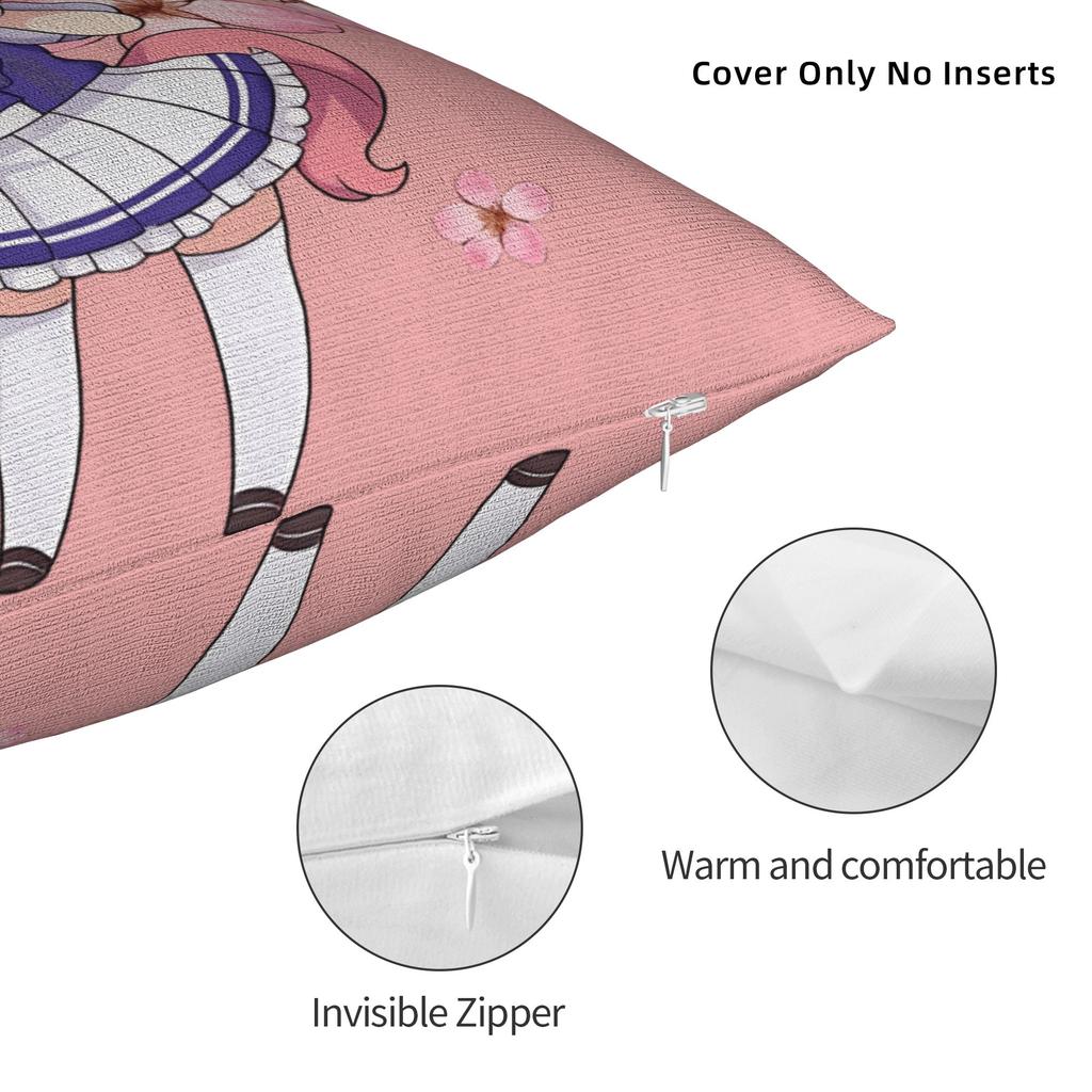 Haru Urara Chibi Pillow Case Umamusume Comfy Pillow Cover Vintage Cushion Cover For Office Car Home Decor