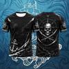 New Vintage Nautical Style T-shirt Men's Summer Skull Anchor Graphic O-neck Short Sleeve Top Men's Gothic Casual Streetwear Tee