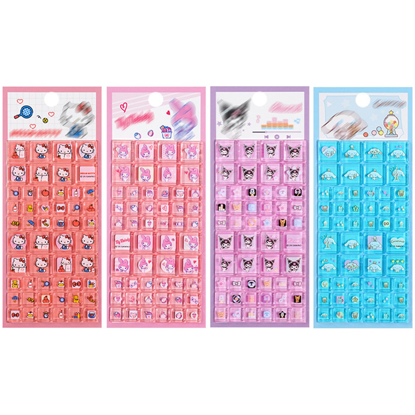 Yayamiya Puku Puku Puffy 3D Relief Stickers Character 4 Sheets Notebooks Kids Creative Removable Decoration Gift