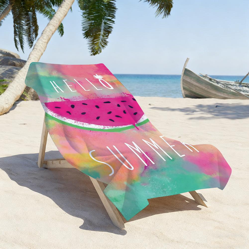 Toalla Artística de Sandía Hola Verano Deportiva Secado Rápido Equipo de Viaje Camping Resistente a la Arena Suave Ligera Grande Toalla de Playa