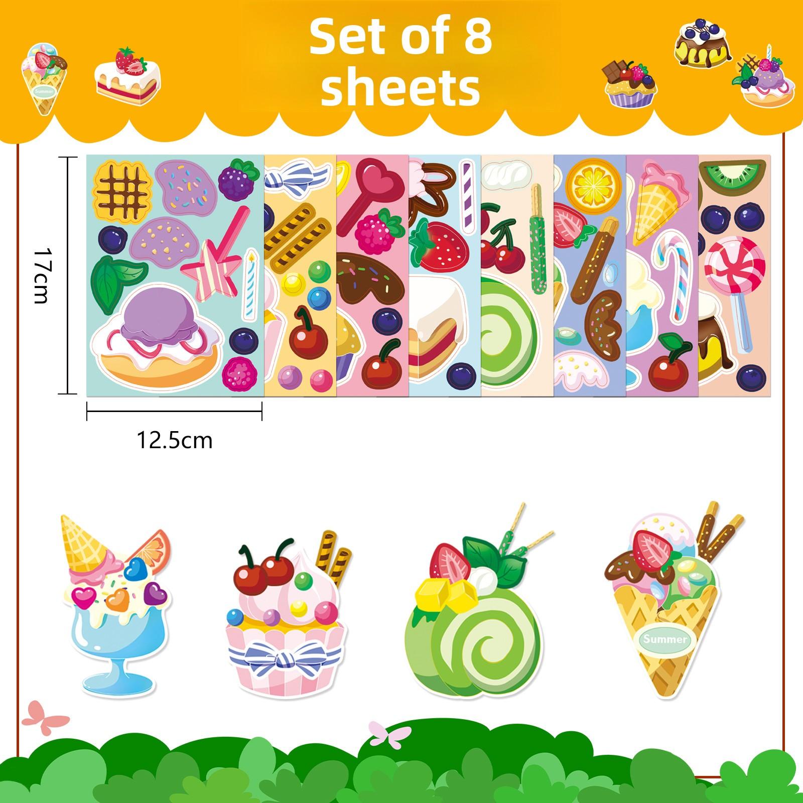 

8 Sweet Cake Graffiti Cartoon Cute Stickers 8 sheets in 1 set