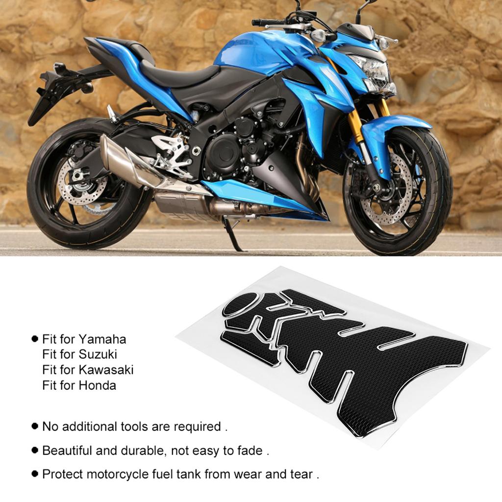 3D Motorcycle Gas Oil Fuel Tank Sticker Pad Protector Decoration Fit for Yamaha(BlackSilver )