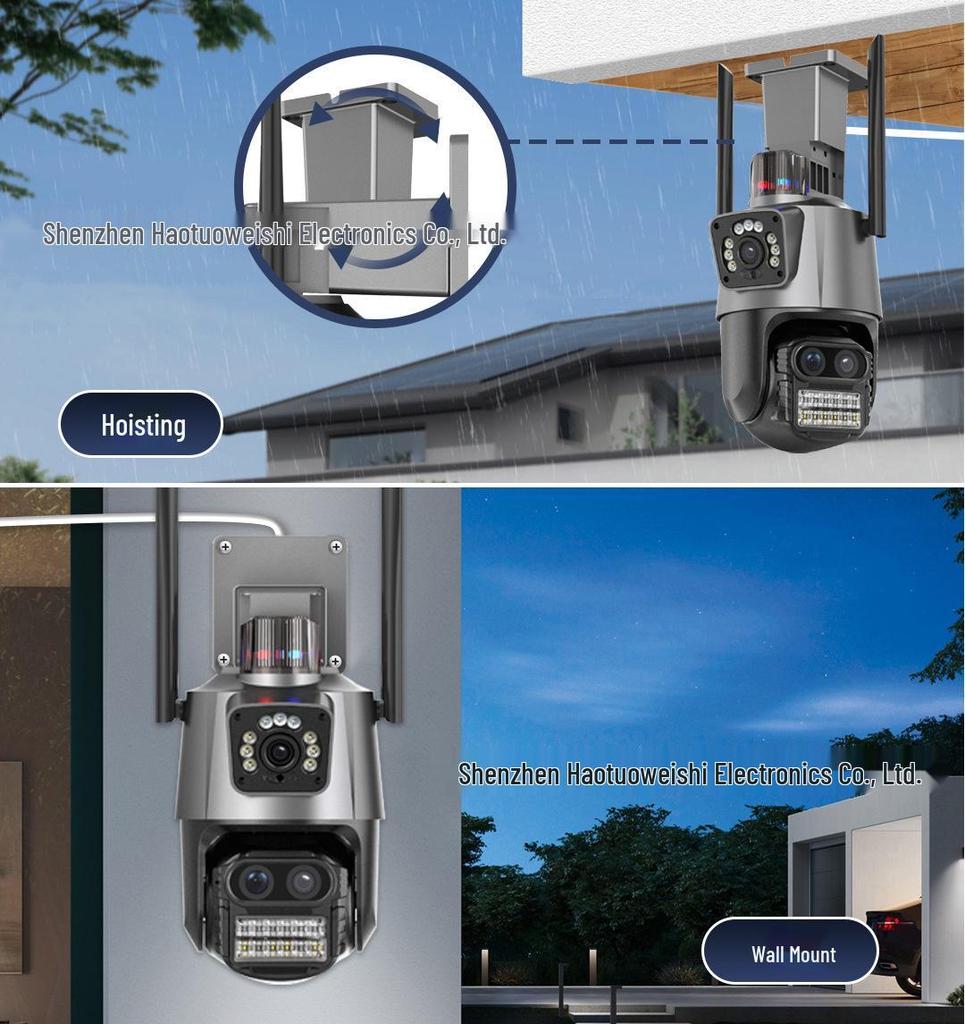 Cameră de supraveghere IP wireless Icsee de exterior Ultra HD cu zoom și lentilă triplă