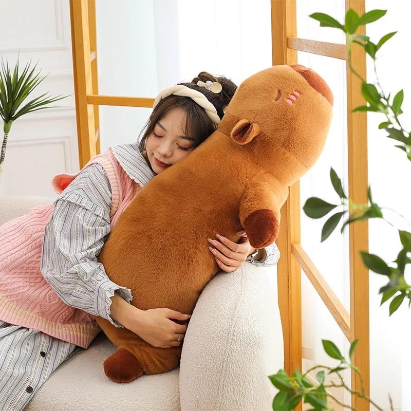 100cm Kreslená Anime Kapybara Plyšová Hračka Kawaii Životná Simulace Zvířecí Plyš Měkká Vyplněná Panenka Velká Velikost Roztomilý Polštář Dárek Pro Dívky