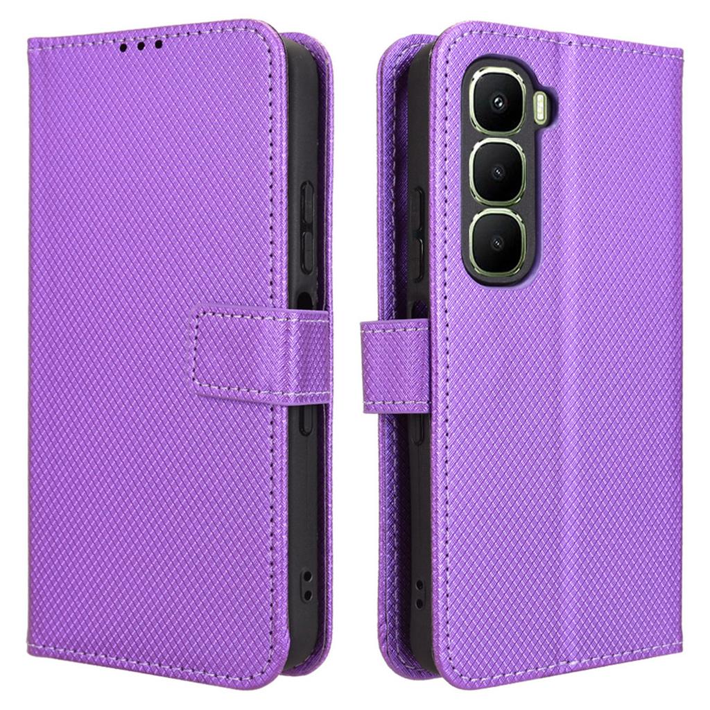 For Infinix Hot 60 5G/Hot 60i 4G Leather Wallet Case with Strap Diamond Texture Phone Cover