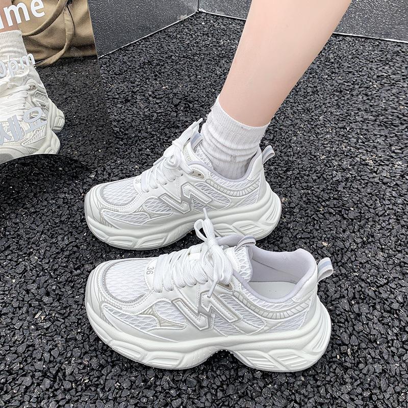 Mesh Platform Dad Shoes Women's 2025 Spring and Summer New Straps Show Small Height Increase Casual Sports Shoes Dad Shoes