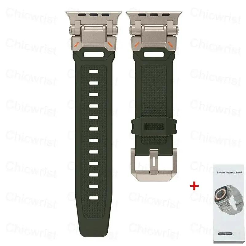 Soft Strap for Apple Watch Ultra 2 Band 49mm 45mm 44mm 42mm Metal Stainless Steel Connector TPU Bracelet Iwatch 9 8 7 6 SE 5 4
